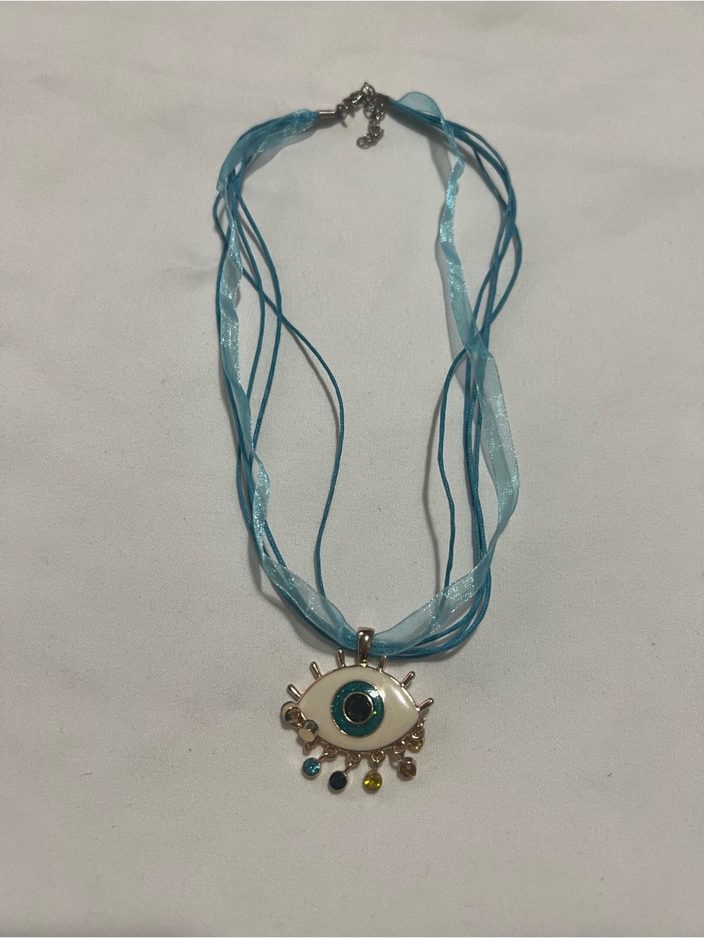 & Other Stories Blue Ribbon Evil Eye Pendant Necklace